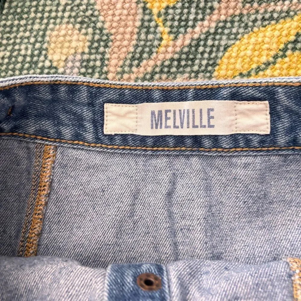 BRANDY MELVILLE DENIM MINI SKIRT BUTTON DOWN SIZE 26 100% COTTON BLUE